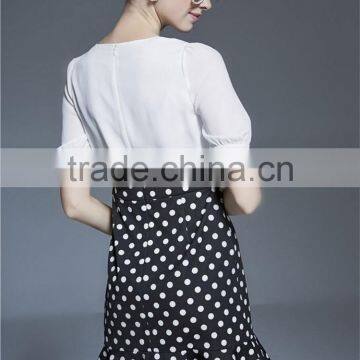 Latest Dress Designs Photos Ladies Casual Chiffon Tops and Polka Dot Skirt photo-2