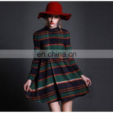 Striped Quality Temperament Checker Skirt / A Line Long Sleeve Skirt photo-2