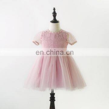 Pink Tulle Girl Lace Dress Floral Pastel Spring Minidress Easter Outfit