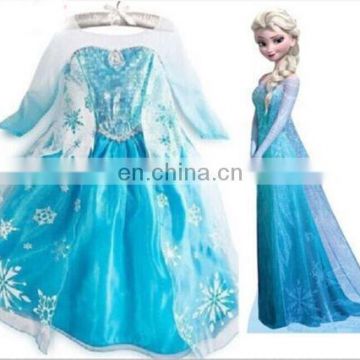 Charming elsa lovely dress cosplay costume in frozen for girls for sale FC2125