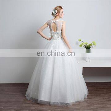 HS1607 Vintage Applique Sleeveless Customized Plus Latest Bridal Wedding Gown Design photo-5
