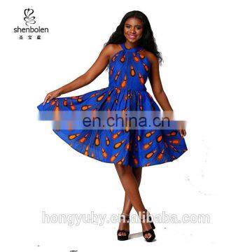 African kitenge dress designs sexy back batick peacock print African dresses wholesale