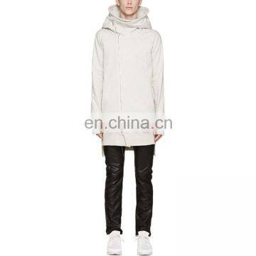 trendy chimney neck big hood men long hoodies