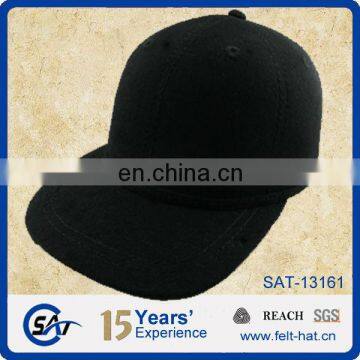 black waterproof baseball cap, quality pure wool felt hat