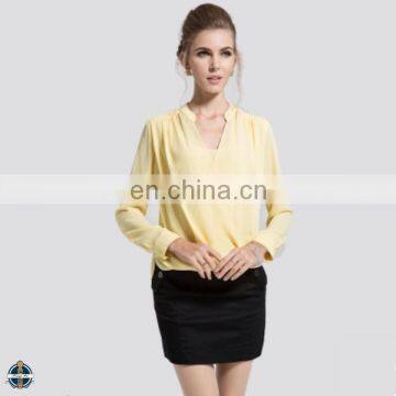 T-B512 Long Sleeve Chiffon Blouse Summer Deep V Neck Tops for Women 2016