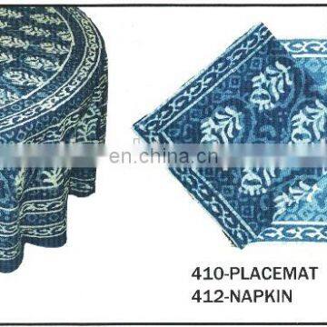 HAND BLOCK PRINTED TABLE CLOTH MAT & NAPKIN