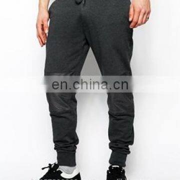 customized french terry jogger sweatpants with bottom leather patch - two toned sweatshirt