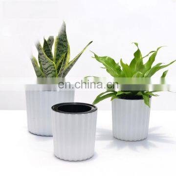 drop shipping Automatic Water Suction Succulents Hydroponic Potted Cylindrical Three-dimensional Stripes Plastic Flower Pot