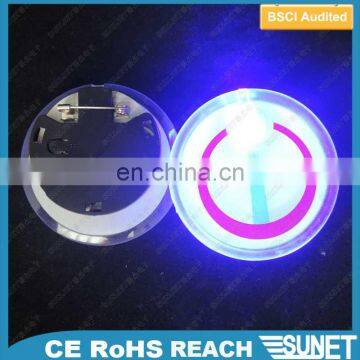 Night club KTV wholesale led flashing custom logo circle lapel pin