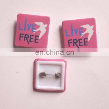 Plastic button badge,square shape button badges