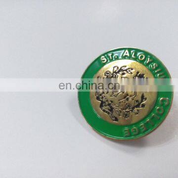 Die cast badge shiny gold plated iron material badge custom badge