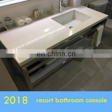 open shelf polished chrome vanity base for Italian Carrara white top