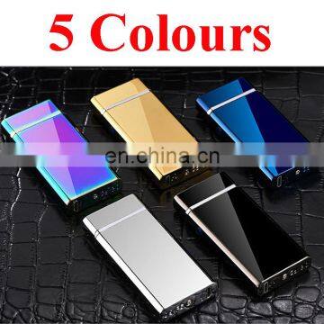 Popular Personality Metal Lighters Crossing Double Arc Pulse USB Lighters