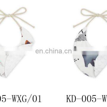 New Design White Baby Bib Printing Animal Pattern Round Shape Tie Baby Bib Saliva Scarf photo-6