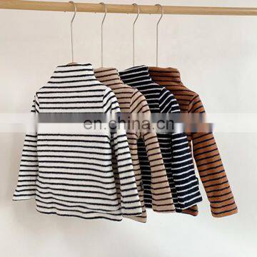 4097 Baby Girl Clothes Long Sleeve Half-high Collar Cotton Stripe t Shirt photo-6