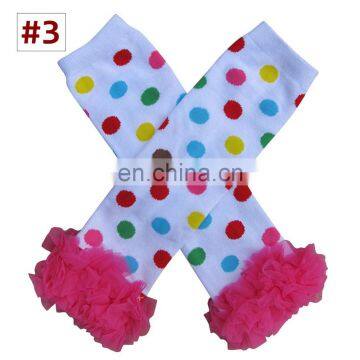 Polka Dot Baby Ruffle Leg Warmers Toddler Chiffon Lace Ruffle Knee Pads Leggings 5pairs /design photo-3