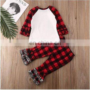 Baby Girl Ruffle Clothing Set Cow Christmas Tree Print Kids Girl Boutique Outfit Icing Ruffle Sleeve T-shirt 2pcs photo-6