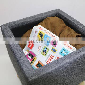 Reatai French Style Black Wood Frame Waiting Room Bench Footstool With Wood Legs photo-6