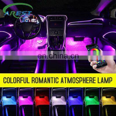 Led Car Ambient Mood Light Rgb App Remote 2mm Optical Fiber Decorative Door Atmosphere EL Neon Lamp Auto Interior Lighting 12V