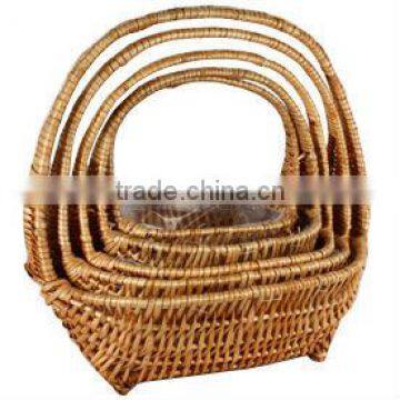 Empty Wicker Basket with liner for flower & plant