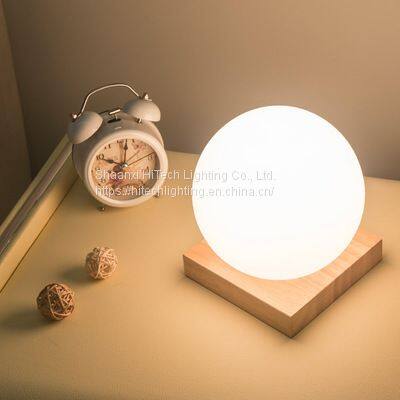 Wooden Glass LED Table Light For Bedroom Bedside Brightness Adjustable Eye Protected Reading Light US PLug Warm LED Desk Lamp photo-2
