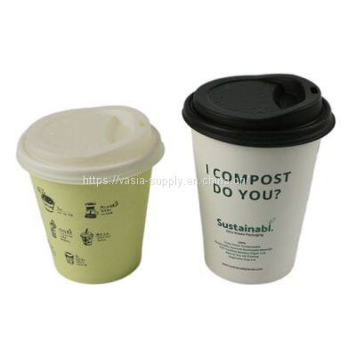 Biodegradable compostable eco friendly disposable coffee cup lids recyclable takeaway coffee PLA lids