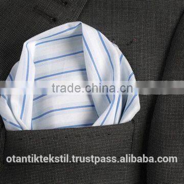 Blue White Striped Custom Pocket Square, Manufactoring Hankercheif,