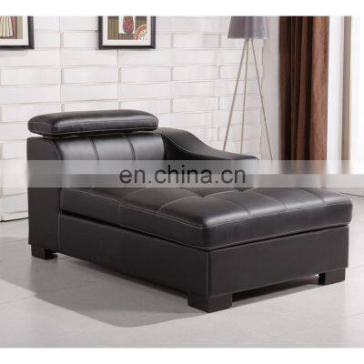 Modern small house Luxury Black genuine leather single seat sofa bed