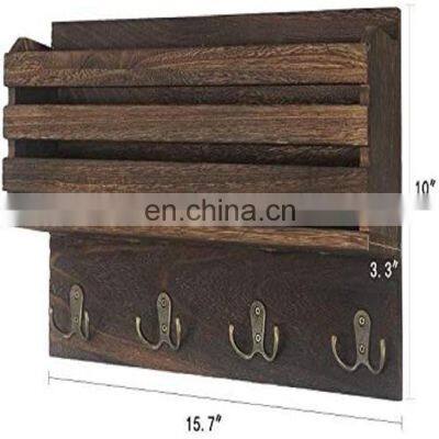 4 hooks wall mount mail box and key holder with metal key row hook