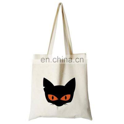 Cotton Canvas Cute Cat Cartoon Travel Tote Shopping Bag