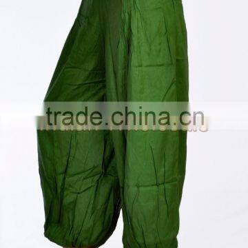 Indian Women Rayon Green Color Pockets Harem Pants Causal Trouser Yoga Dance Baggy Hippie Genie Casual Pants 2007GR