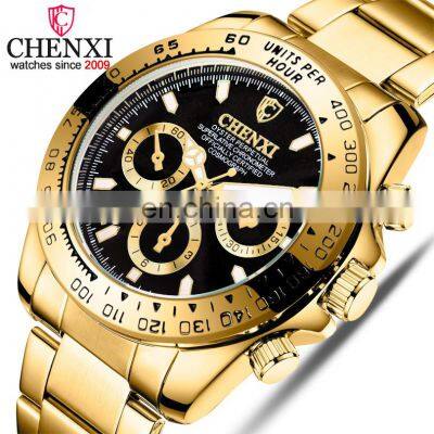 CHENXI 086A Man Quartz Wrist Watch Luxury Stainless Steel Gold Plated watch luxury Men