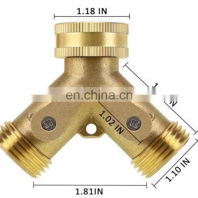Hot Sale Amazon Sellers Heavy Duty Y Type Brass Garden Hose Connector Tap Hose Splitter Hose Spigot Adapter photo-5