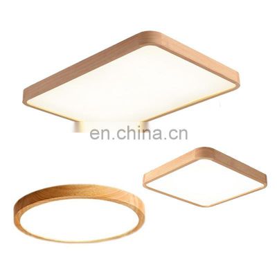 Japanese Simple LED Ultra-Thin Panel Light For Bedroom Living Room Home Indoor Nordic Balcony Round Wood Ceiling Light