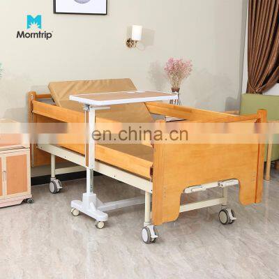 2 Crank Manual Wooden Headboard Nursing Home Care Rehabilitation Nursing Bed with Mattress Potty Toilet