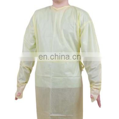 Disposable CPE Gown Isolation Gown With Thumb Loop Yellow Blue Waterproof Gown