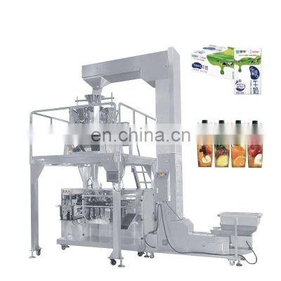 Package Multihead Weigh Small Spout Pouch Juice Milk Automatic Pack Machine Straw For Liquid