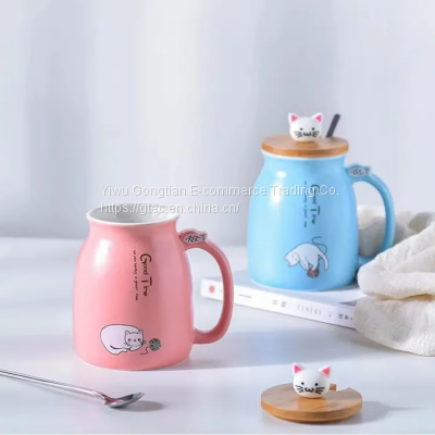 Cute Cartoon Cat Ceramic Cute Mug Mug With Lid Creative Mug Water Cup photo-5