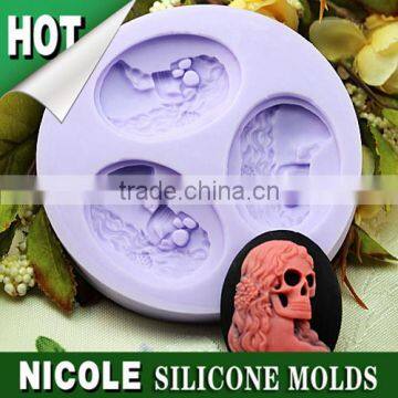 F0192 Nicole Hallowmas skull silicone molds for fondant