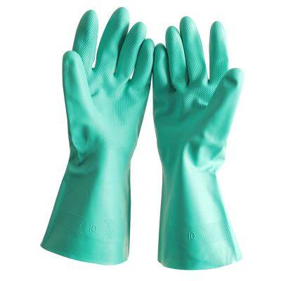 Long Sleeve Flock Lined Nitrile Diamond Grip Best Gloves For Chemicals