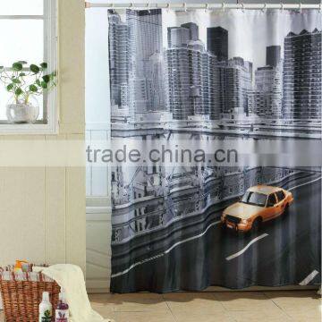 new style gray polyester custom printed bathroom shower curtain