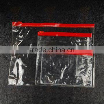 A4 Clear pvc zipper file bag a5 Clear pvc document bag with red zipper B5 pvc envelope bag with card pouch