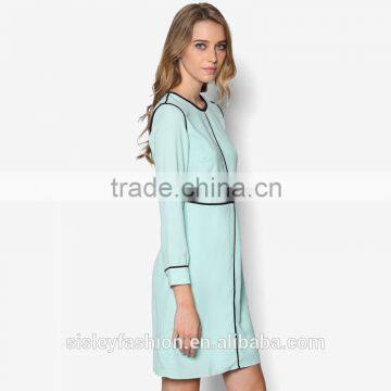 Women Jersey Long Sleeve Fashionable High Quality Ladies Western Dress Design D281 photo-2