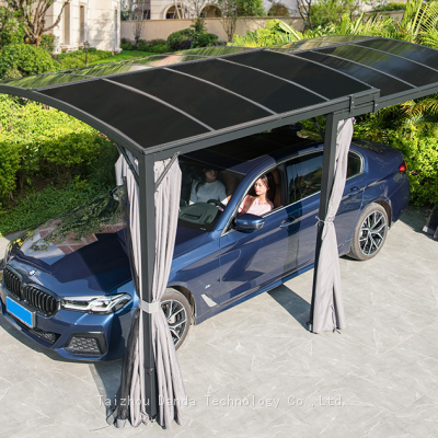 3*6m steel extensionable carport sunshade PC board canopy with curtain and net