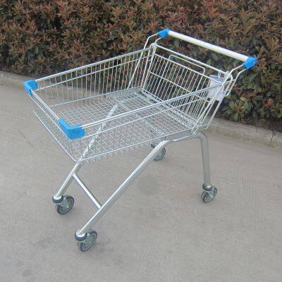 180L Asia 5 Inch PU Wheel Steel Shopping Trolley for Supermarket （surface : Zinc and Transparent Powder Coating） photo-5