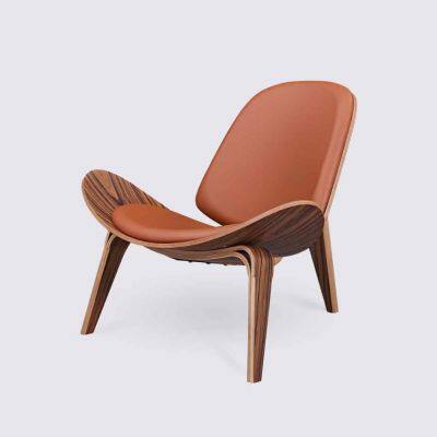 Design Tripod Armchair in Cognac Full Grain Leather and Rosewood – Carl photo-2