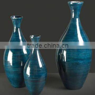 High quality best selling eco friendly spun slight blue lacquer bamboo vase in Viet Nam