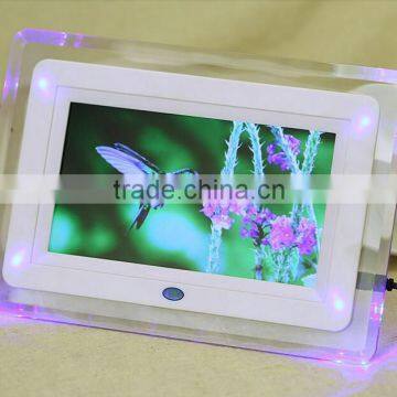 New 7" HD TFT-LCD Digital Photo Picture Frame Alarm Clock MP3 MP4 Movie Player with Light Remote Desktop EU/US Plug