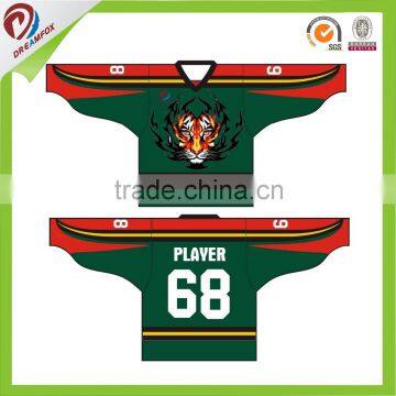 Dreamfoxsport sublimation embroidery custom ice hockey apparel, ice hockey cloth with sublimation