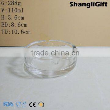 Round Glass Ashtray 288g Transparent Glassware For Cigarettes